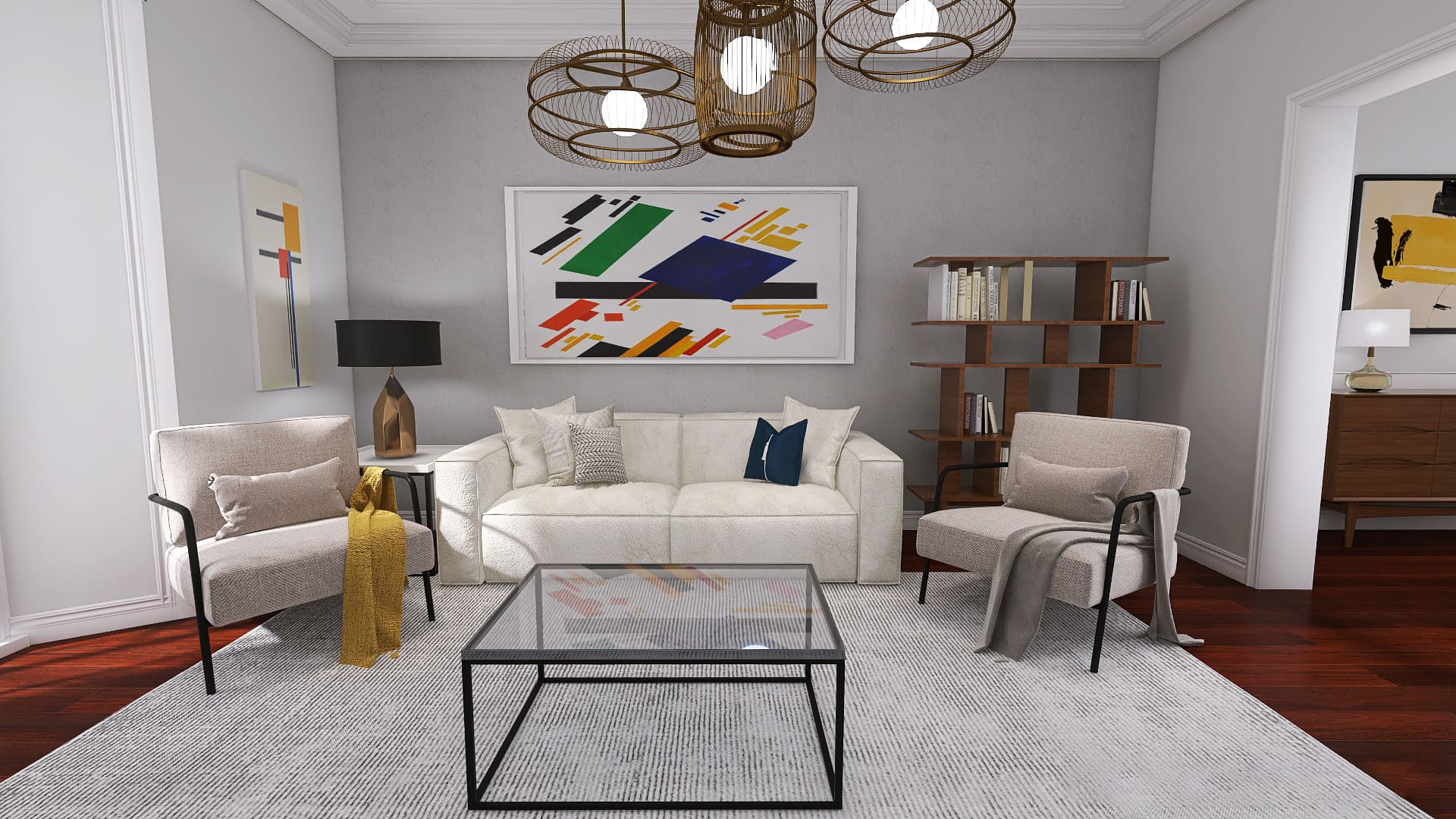 Renovação e decoração de sala em apartamento localizado em prédio dos anos 30, em Lisboa